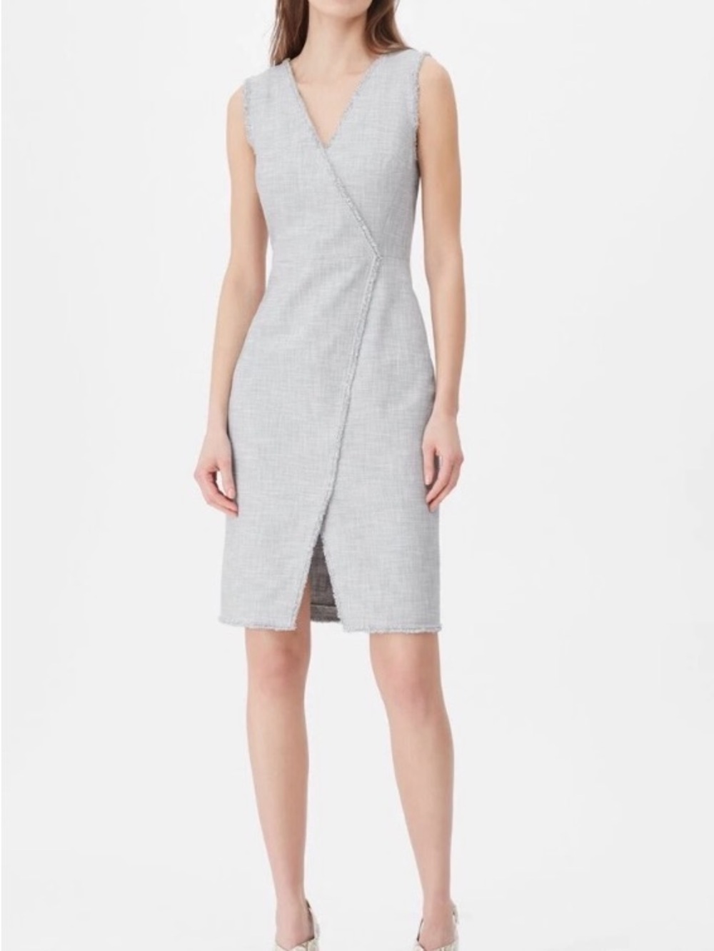 Rebecca‎ Taylor Tailored Slub Suiting Dress Light Blue Grey size 12 business lux